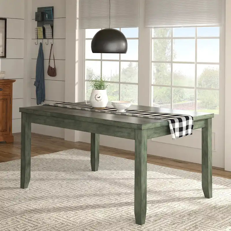 Solid Wood Rectangular Dining Table with Two Drawers