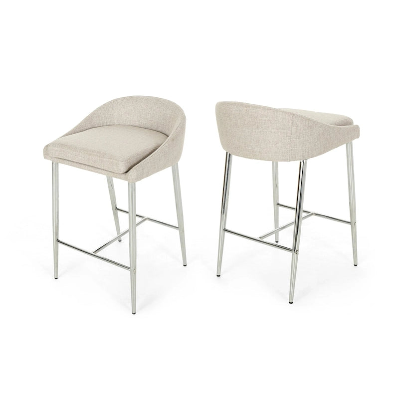 Bandini Modern Upholstered Counter Stools with Chrome Legs (Set of 2)