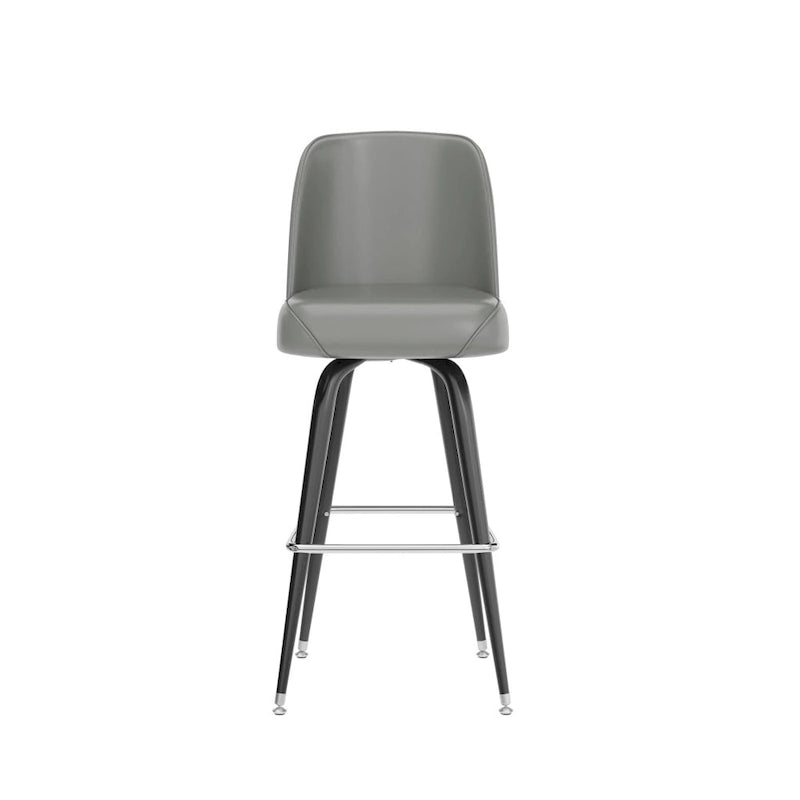 Kovová barová židle s otočným sedákem z vinylu a opěrkou na nohy – 18,5H x 18,5Š x 42,5V