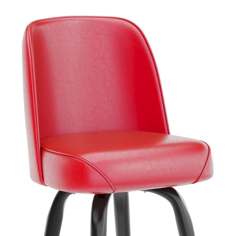 Kovová barová židle s otočným sedákem z vinylu a opěrkou na nohy – 18,5H x 18,5Š x 42,5V
