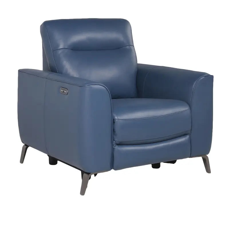 Kožené relaxační křeslo Ocean Blue s elektrickým polohováním z lícové usně