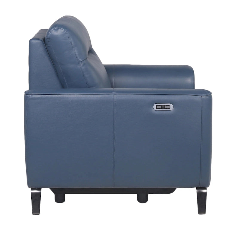 Kožené relaxační křeslo Ocean Blue s elektrickým polohováním z lícové usně