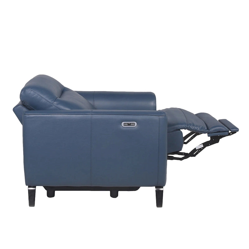 Kožené relaxační křeslo Ocean Blue s elektrickým polohováním z lícové usně