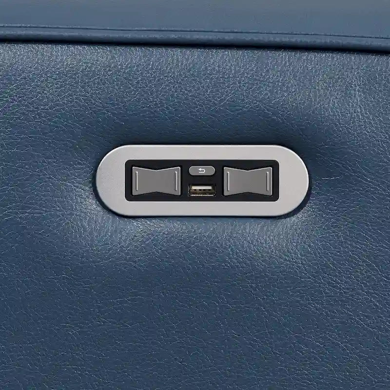 Kožené relaxační křeslo Ocean Blue s elektrickým polohováním z lícové usně