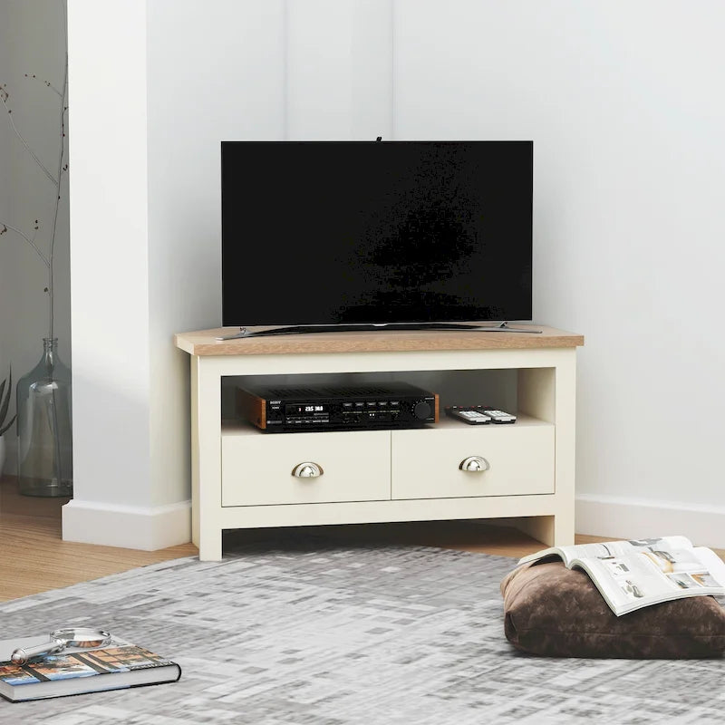 Corner TV Stand up to 50 Inch with 2 Drawers and 1 Storage Compartment