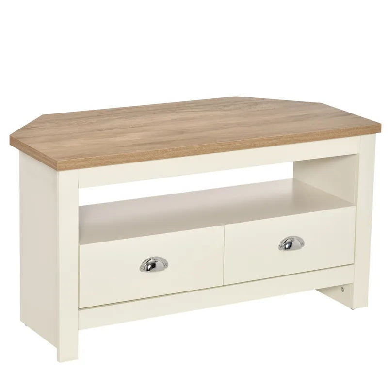 Corner TV Stand up to 50 Inch with 2 Drawers and 1 Storage Compartment