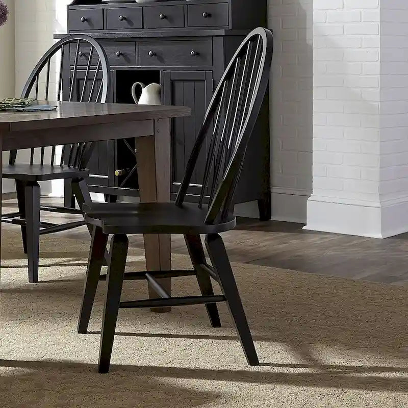 The Gray Barn Hearthstone Ridge Black Windsor Back Side Chair (Set of 2)