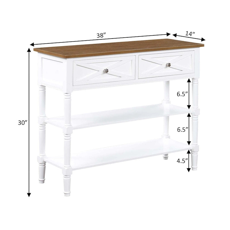 2 Drawer Console Table with Shelves
