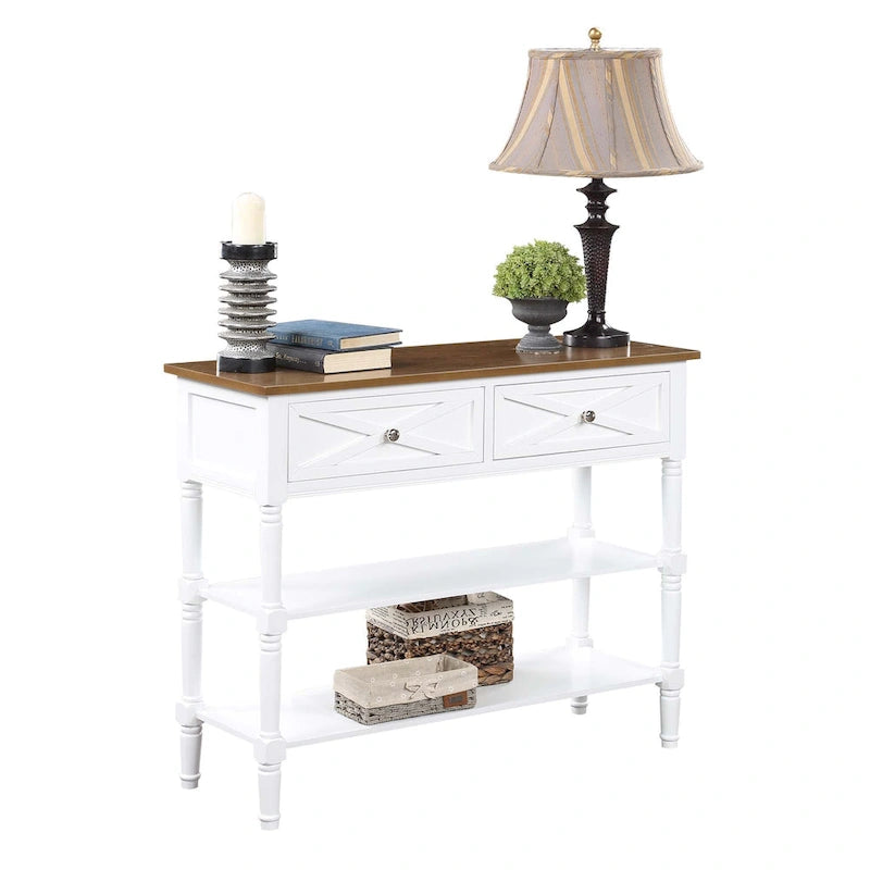2 Drawer Console Table with Shelves