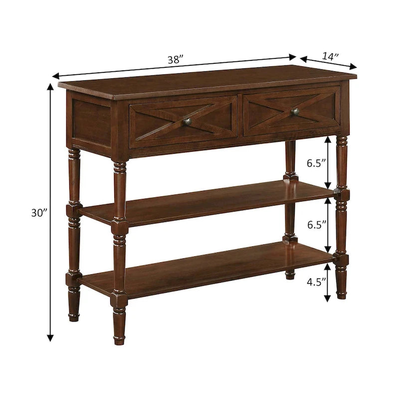 2 Drawer Console Table with Shelves