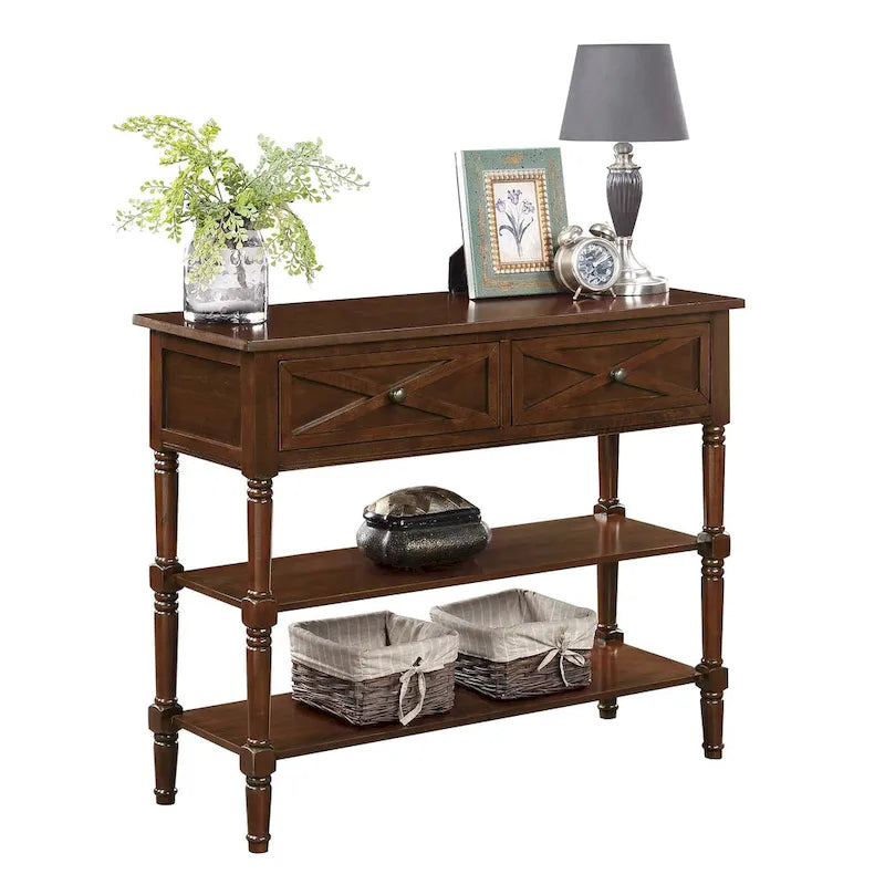 2 Drawer Console Table with Shelves