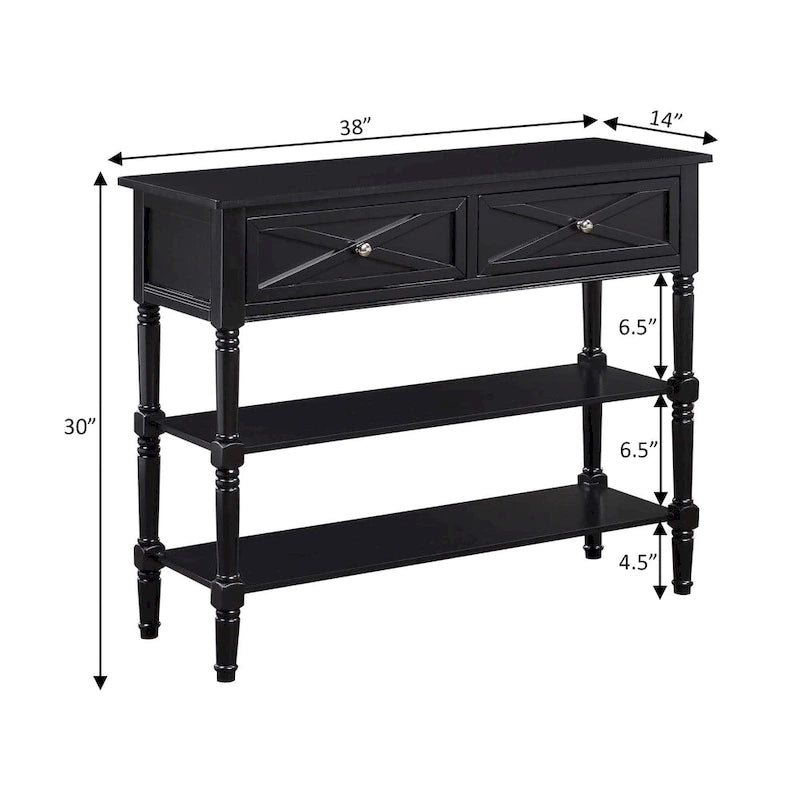 2 Drawer Console Table with Shelves