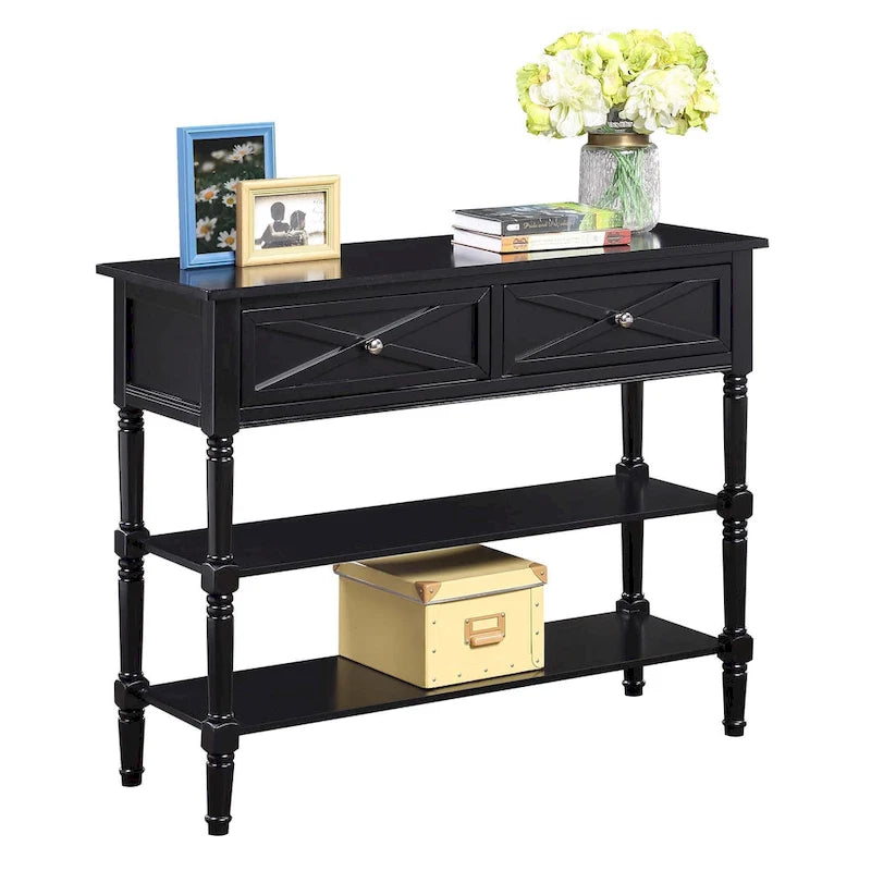 2 Drawer Console Table with Shelves
