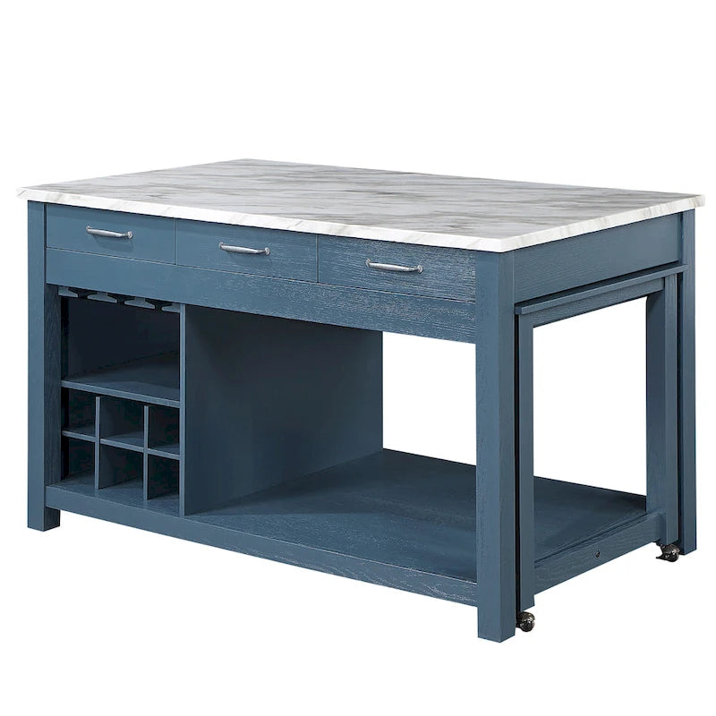Farmhouse Wood Multi-Storage Kitchen Island