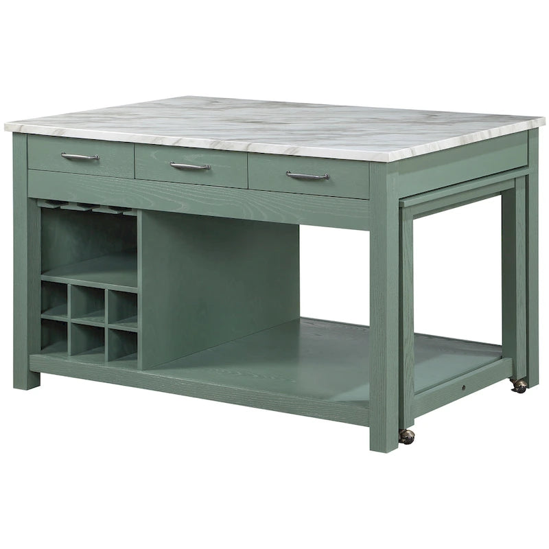 Farmhouse Wood Multi-Storage Kitchen Island