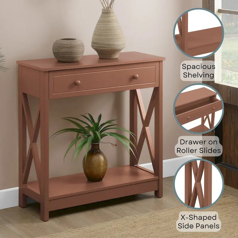 1 Drawer Entryway Hall Table with Shelf