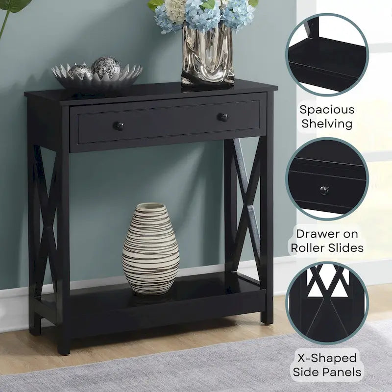 1 Drawer Entryway Hall Table with Shelf