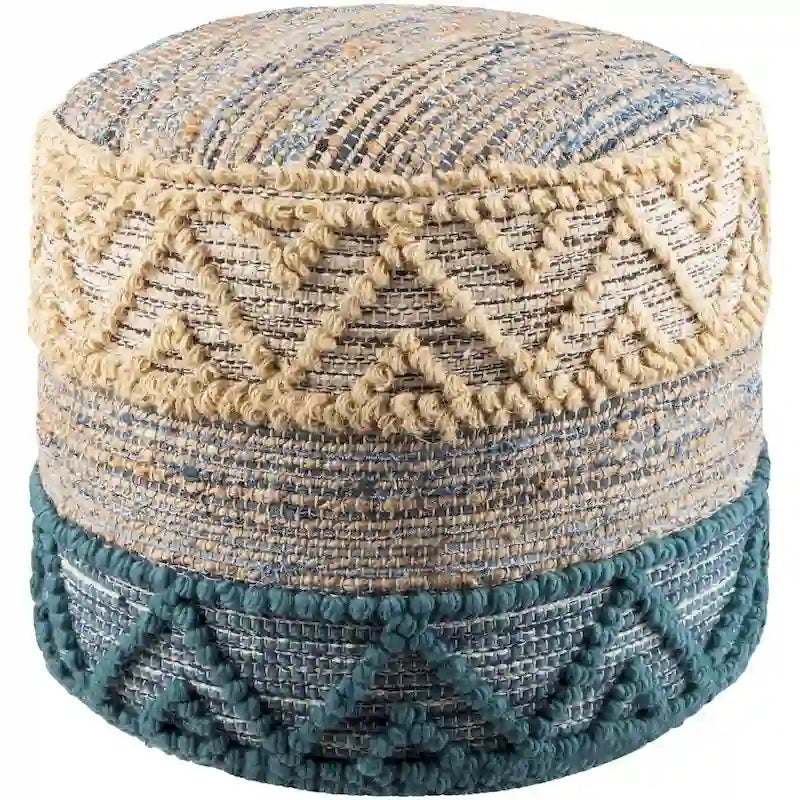 Bohemian Jute 18-inch Cylinder Pouf