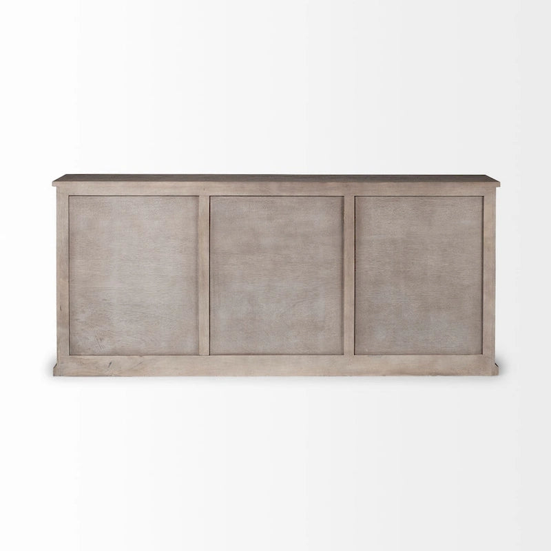 Natural Brown Solid Wood 3 Drawer 6 Door Sideboard - 81.5W x 18.5D x 36H