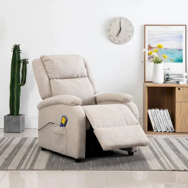 Massage Chair Cream Fabric - 71 x 92 x 96 cm