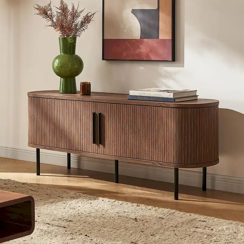 59 Tambour TV Stand, Fluted Entertainment Center