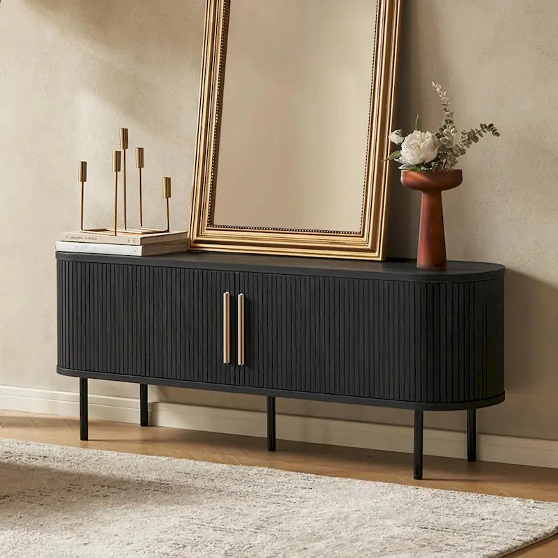 59 Tambour TV Stand, Fluted Entertainment Center