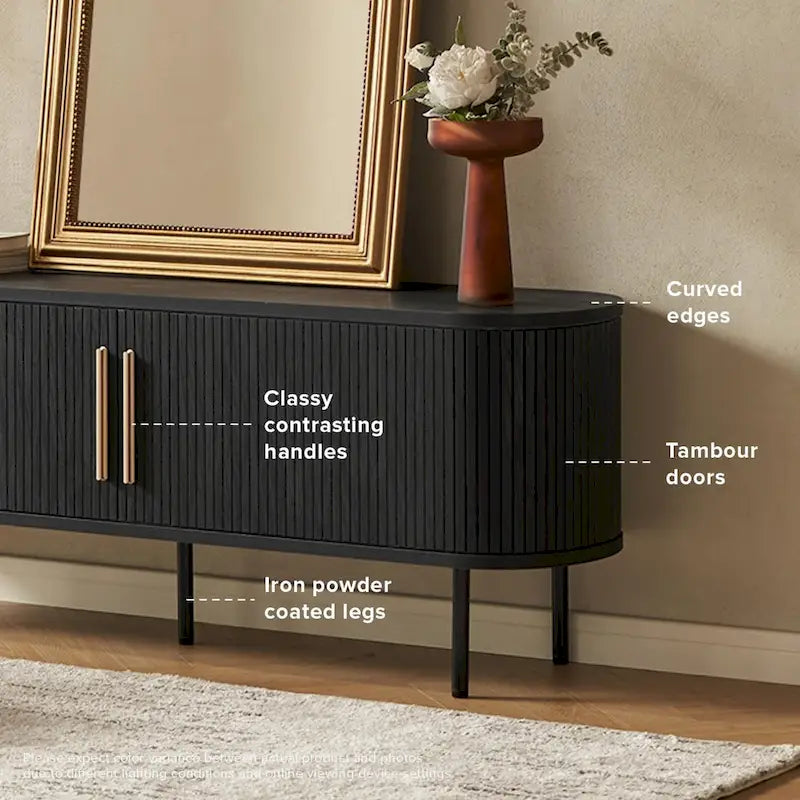 59 Tambour TV Stand, Fluted Entertainment Center