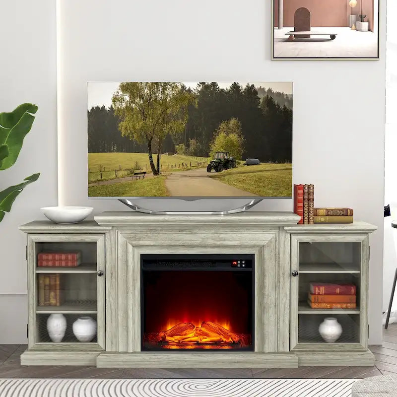 Rustikální TV stolek s krbem – šířka 70 – Vhodný pro TV do 70" – 71Š x 30V x 15,5H