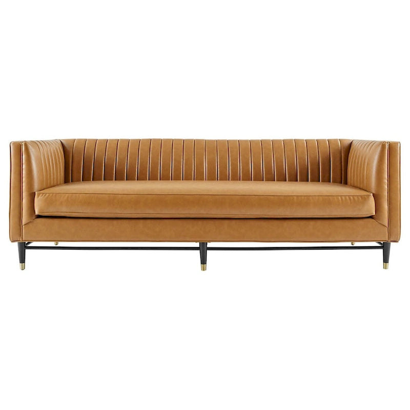 Channel Tufted Vegan Leather Sofa