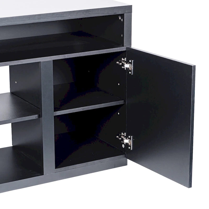 Moderní černý obdélníkový RGB LED TV stolek pod TV do 75" (68")
