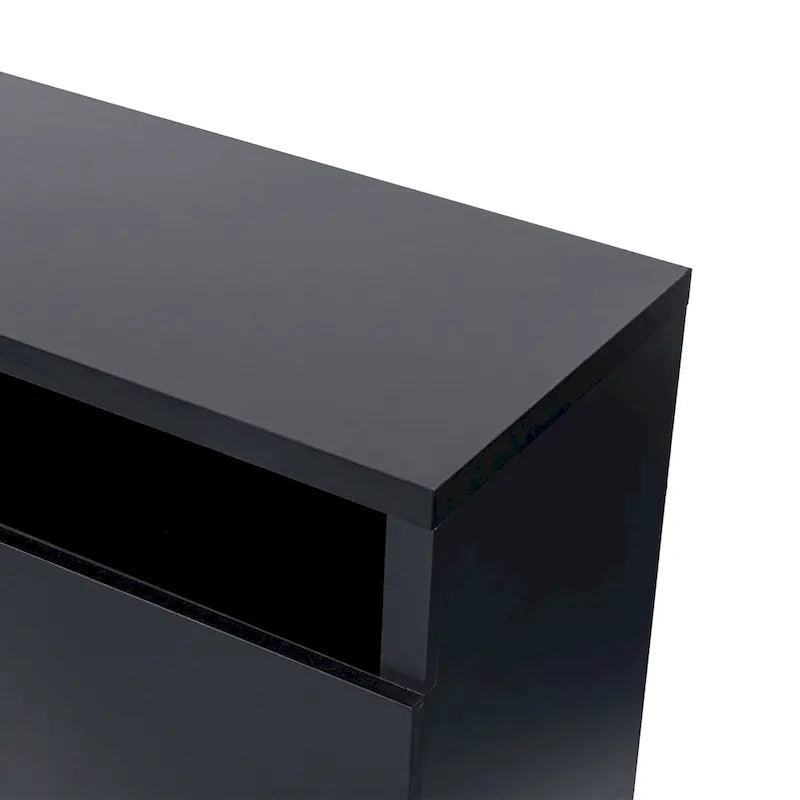 Moderní černý obdélníkový RGB LED TV stolek pod TV do 75" (68")